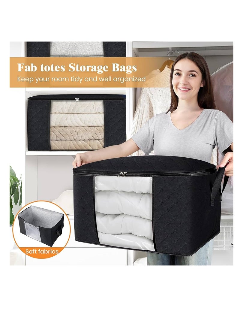 eBasket (3 pieces) Storage bag for organizing and storing clothes, blankets, and all furnishings (black color) made of capitone  - Image 4
