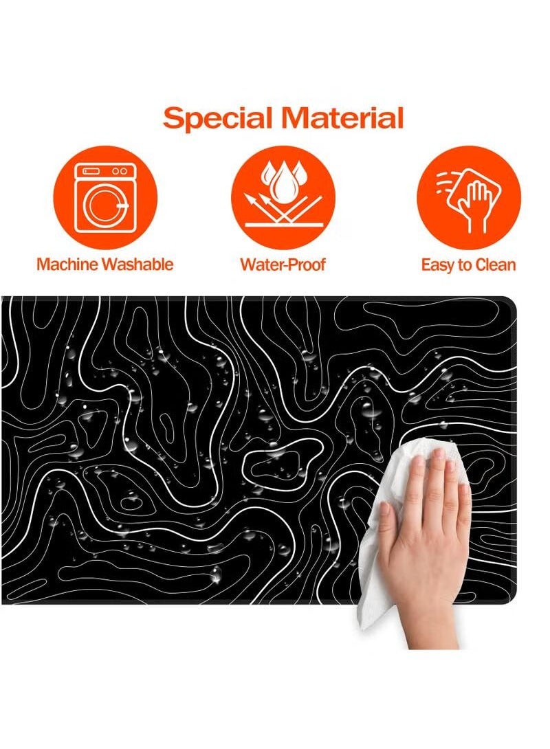 لوحة ماوس كبيرة مقاس 800*300*3 مم، وسادة ماوس ألعاب مضادة للانزلاق، حصيرة مكتبية لأجهزة الكمبيوتر المحمول أبيض/أسود - view 3