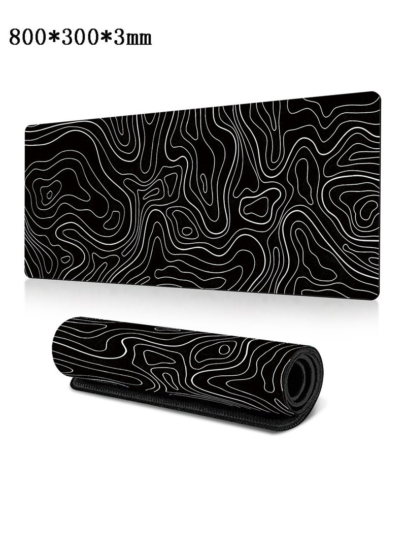 لوحة ماوس كبيرة مقاس 800*300*3 مم، وسادة ماوس ألعاب مضادة للانزلاق، حصيرة مكتبية لأجهزة الكمبيوتر المحمول أبيض/أسود - view 5