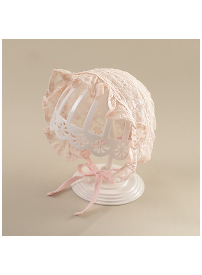 Baby Girl Toddlers Breathable Lacy Bonnet Baby Cap Decorative Hat Cotton Eyelet Cotton Adjustable Sun Protection 0-8 Months 