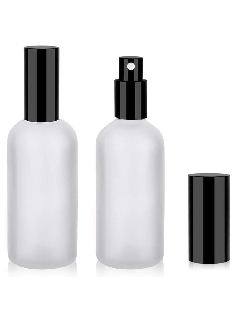 Generic 100ml Frosted Glass Spray Bottles, 2-Pack Leak Proof Travel Containers with Caps, Refillable for Perfume, Essential Oils, Makeup Toner, and Hair Products (Black)  - Image 1