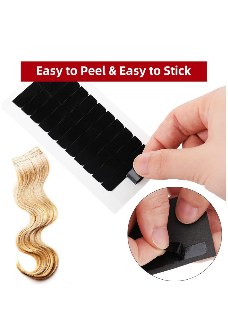 SOLARAE Hair Extension Tape Labels, 15 Pcs Replacement Tape Adhesive Double Sided Extension Tape for Hair Extension Wig Supplies, (Black, 4 x 0.8 cm) - Image 5