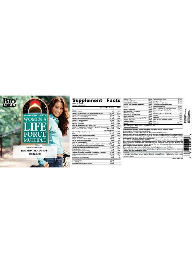 Source Naturals Women Life Force Multiple Daily Multivitamin & Immune Health Supplement 180 Tablets - Image 5
