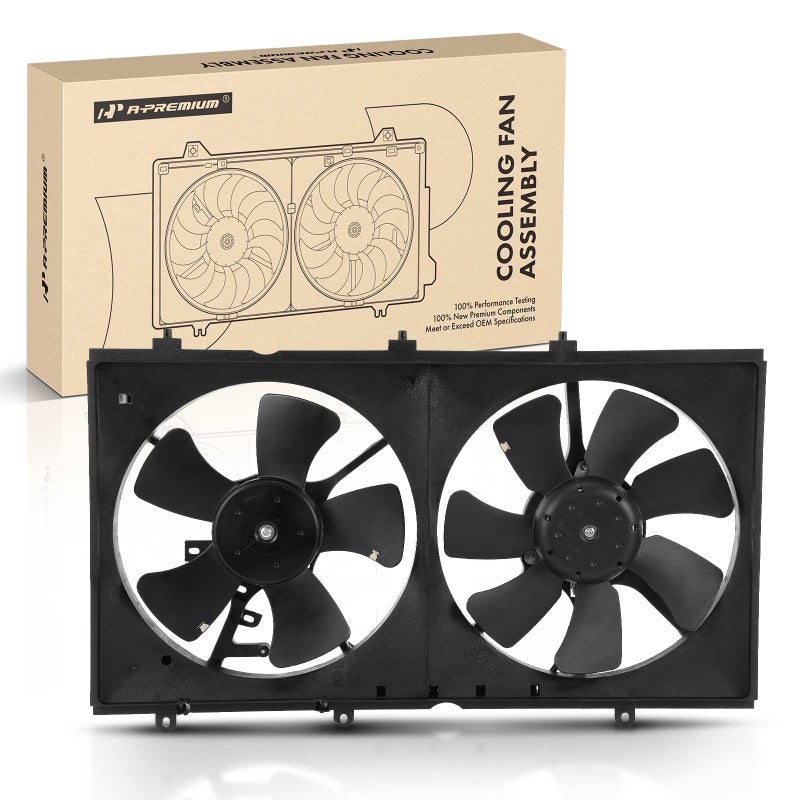 APremium Engine Radiator Cooling Fan Assembly with Motor Compatible with Select Mitsubishi Models Lancer 20082015 L4 20L Turbocharged Replace MR464708 MR314718