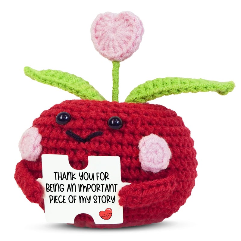 OASSIE Teacher Appreciation Gifts for Women - Mini Positive Apple Crochet with Card - Appreciation Thank You Teachers Day Birthday Graduation Retirement School Gifts for Teachers Students Women - Image 1