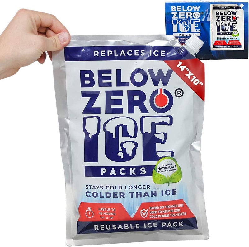 Below Zero Jumbo Size Reusable Ice Packs for Large Coolers and Lunch Bags – Patent Pending Coldest and Longest Lasting Technology, 48 Hour Cooling Ice Gel Pack. Add Water and Freeze - 3PK XL 14”x10” - Image 1
