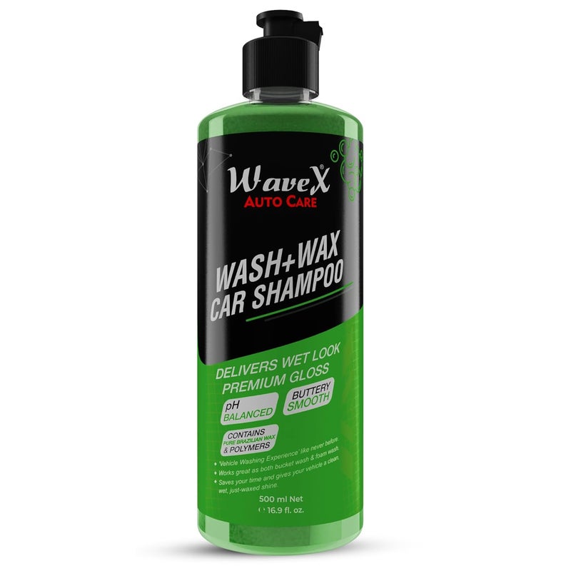Wavex Wash and Wax Car Shampoo 500ml Gives Wet Look Shine,Buttery Smooth Feel, pH Neutral - Leaves no Water Spots - Image 1