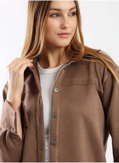 Carina suede-curved-hem-shirt  - Image 4