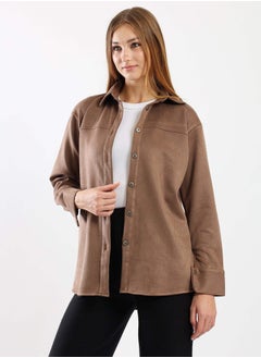 Carina suede-curved-hem-shirt  - Image 2