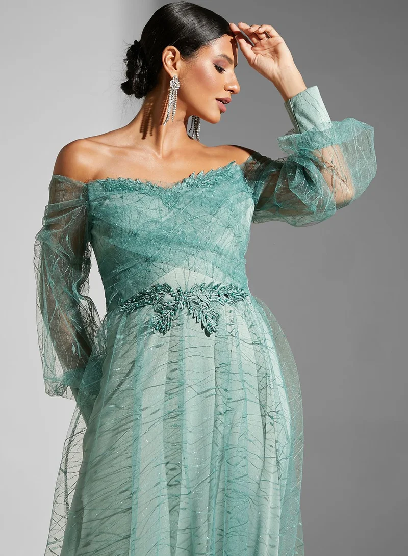 Namshi x Maryam Off-Shoulder Cross-Over Gown