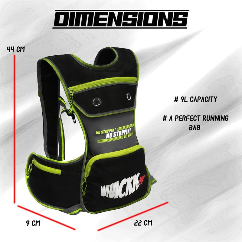 WHACKK Whizz Running Bag |Unisex Camping & Hiking | Hydration Pouch Compartment w. Connecting Water ducts Pockets |Exercise & Fitness|Motorcycle Trekking Outdoor (Bladder Not Included) (Green) - Image 2