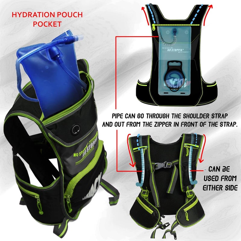 WHACKK Whizz Running Bag |Unisex Camping & Hiking | Hydration Pouch Compartment w. Connecting Water ducts Pockets |Exercise & Fitness|Motorcycle Trekking Outdoor (Bladder Not Included) (Green) - Image 3