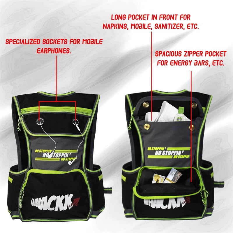 WHACKK Whizz Running Bag |Unisex Camping & Hiking | Hydration Pouch Compartment w. Connecting Water ducts Pockets |Exercise & Fitness|Motorcycle Trekking Outdoor (Bladder Not Included) (Green) - Image 4