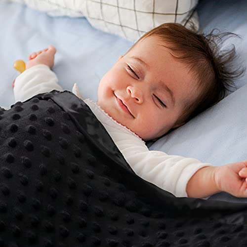 Pro Goleem Baby Soft Minky Dot Blanket with Satin Backing Baby Gifts for Boys and Girls Black 30 x 40 - Image 3