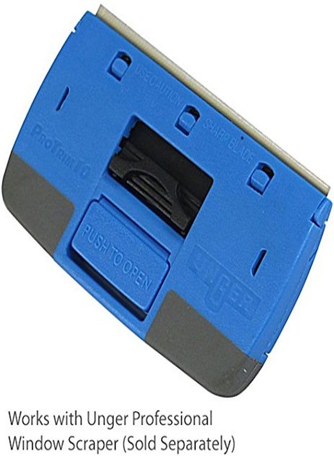 أنجر شفرات مكشطة النوافذ والزجاج البديلة الاحترافية من Unger مقاس 4 بوصات، عبوة من 5 قطع، تتضمن حقيبة تخزين، وأداة مطلية بالكربون، وإزالة الصمغ والملصقات والطلاء والمواد اللاصقة - Image 3