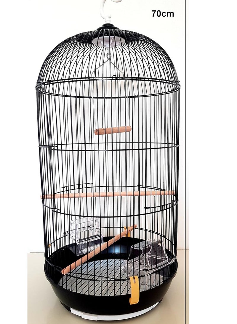 قفص طيور كبير مع وعاء طعام وأرجوحة وعصا خشبية مناسب للببغاوات الصغيرة والمتوسطة مثل الكونيور والمكاو وطيور الحب والكوكاتيل والكناري والحسون - Image 2