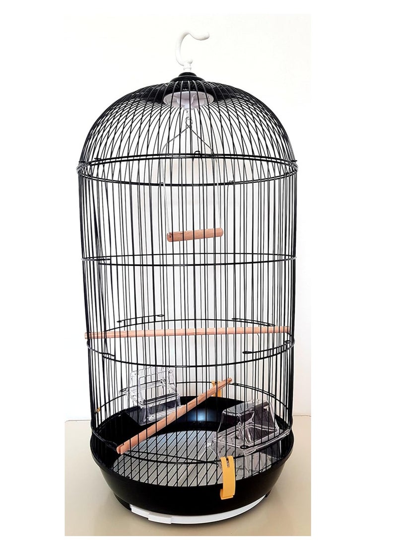 قفص طيور كبير مع وعاء طعام وأرجوحة وعصا خشبية مناسب للببغاوات الصغيرة والمتوسطة مثل الكونيور والمكاو وطيور الحب والكوكاتيل والكناري والحسون - Image 5