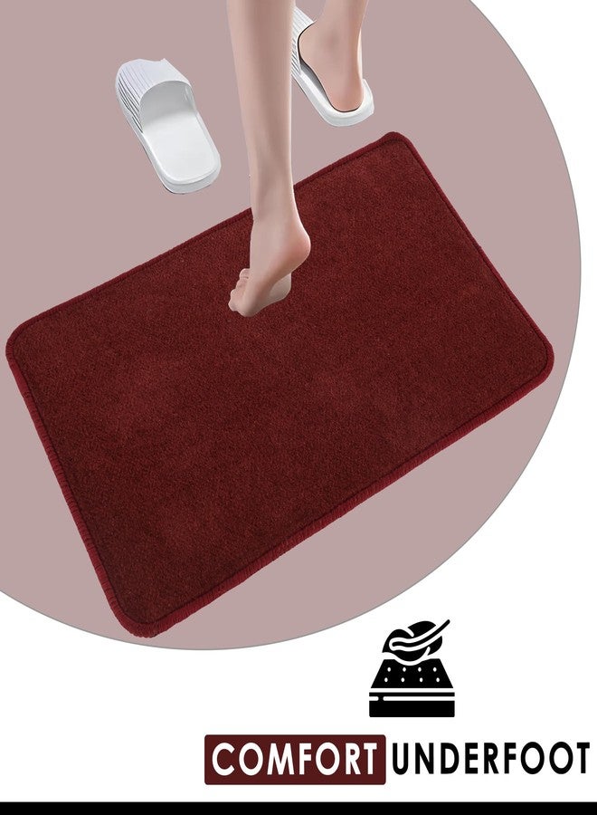 Kuber Industries Pack of 6 Anti-Skid Door Mats for Home | Soft Washable Microfibre & Water Soaking Floor/Bathroom Mat - Maroon & Grey - Image 5