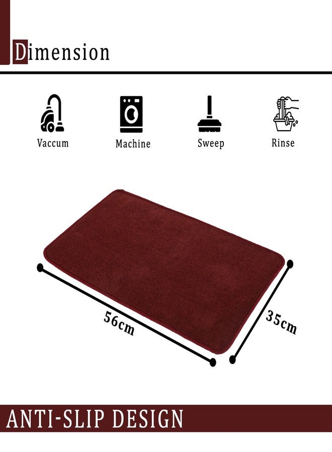 Kuber Industries Pack of 6 Anti-Skid Door Mats for Home | Soft Washable Microfibre & Water Soaking Floor/Bathroom Mat - Maroon & Grey - Image 3