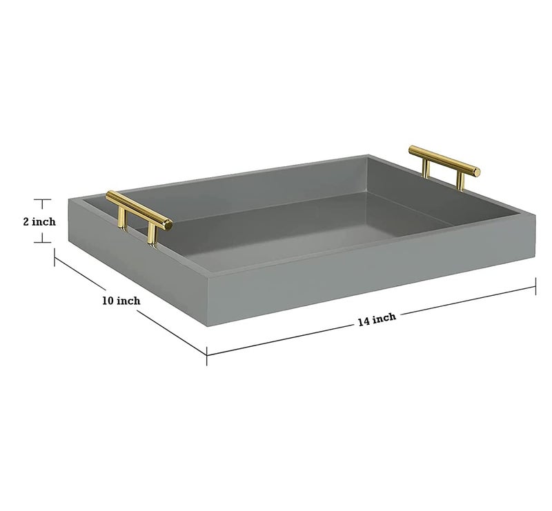 DDS Dream Decor Shoppee Serving Tray,Tray for Coffee Table with Polished Metal Handles, Living Room Bed Room Coffee Bar Organizer Modern Decorative Tray (Blue) - Image 5