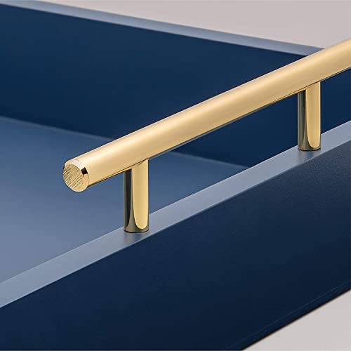 DDS Dream Decor Shoppee Serving Tray,Tray for Coffee Table with Polished Metal Handles, Living Room Bed Room Coffee Bar Organizer Modern Decorative Tray (Blue) - Image 4