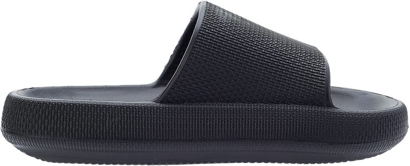 BRONAX Pillow Slippers for Women and Men | House Slides Shower Sandals | Cushioned Thick Sole 42-43 Black - Image 5