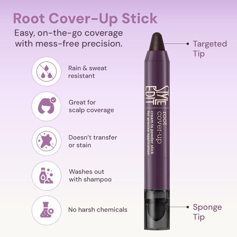 Style Edit Root Touch Up Stick - Medium Brown Hair Concealer, Temporary Gray Coverage, Premium Hair Shading Sponge Pen, 0.11 oz - Image 2