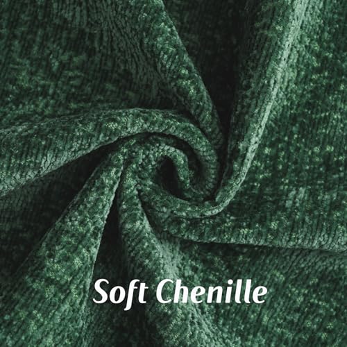 FUTEI Dark Green Chenille Throw Pillow Covers 18x18 Inch Set of 2Soft Cozy Bound Edge Design Cushion CaseHome Decor for Couch Bed Living Room - Image 3