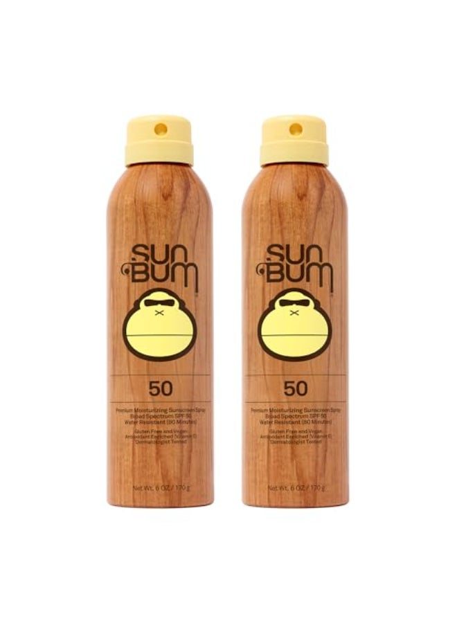 Sun Bum Original SPF 50 Sunscreen Body Spray Broad Spectrum Moisturizing Sunscreen with Vitamin E Hawaii 104 Act Compliant Made without Octinoxate Oxybenzone 6 oz Pack of 2 - Image 1