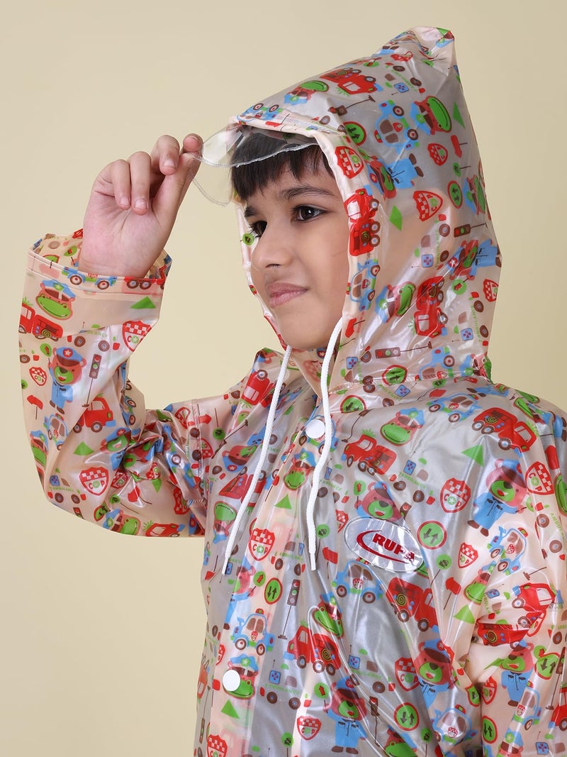 Rupa Rainwear for Kids, Waterproof PVC Rain Jacket with Carry Bag, Teddy Printed Design, Pack of 1 - Image 4