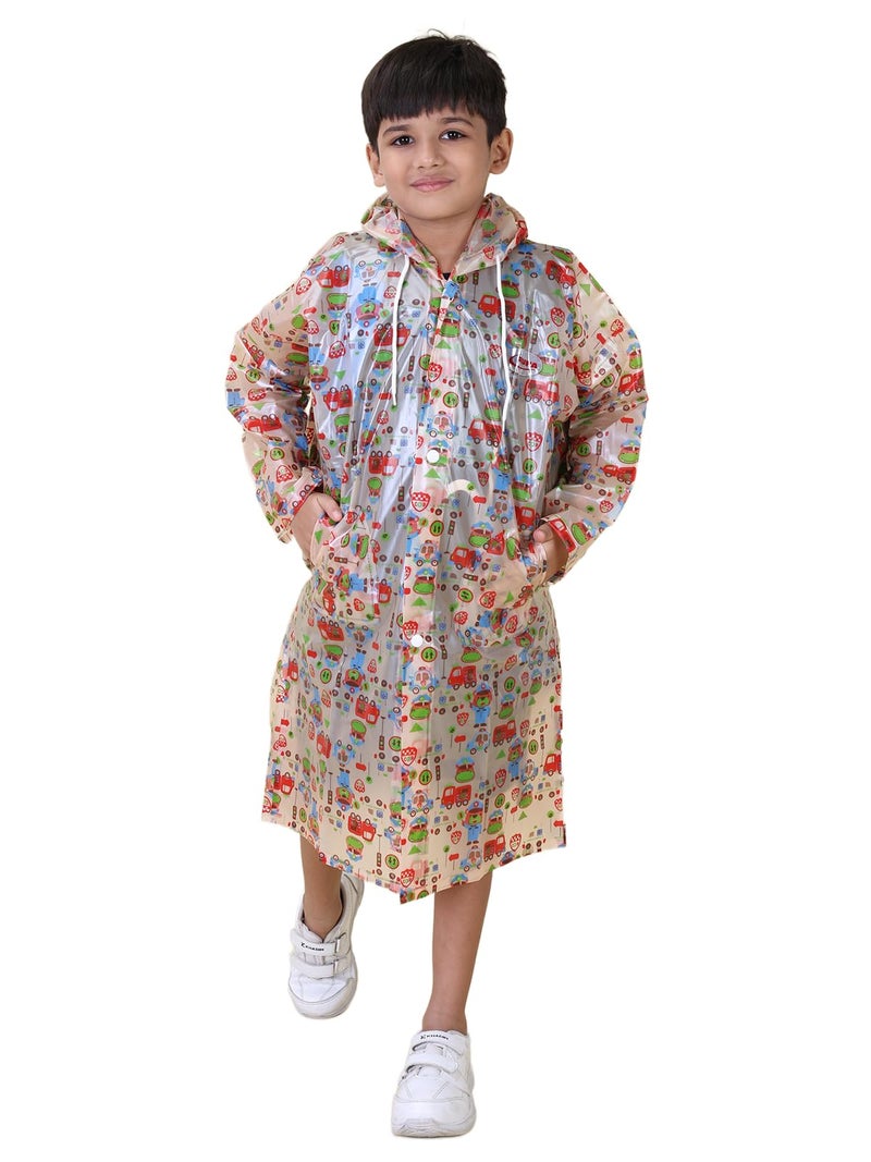 Rupa Rainwear for Kids, Waterproof PVC Rain Jacket with Carry Bag, Teddy Printed Design, Pack of 1 - Image 1