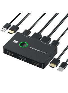 2-Port KVM Switch for Keyboard Mouse HD Monitor Sharing