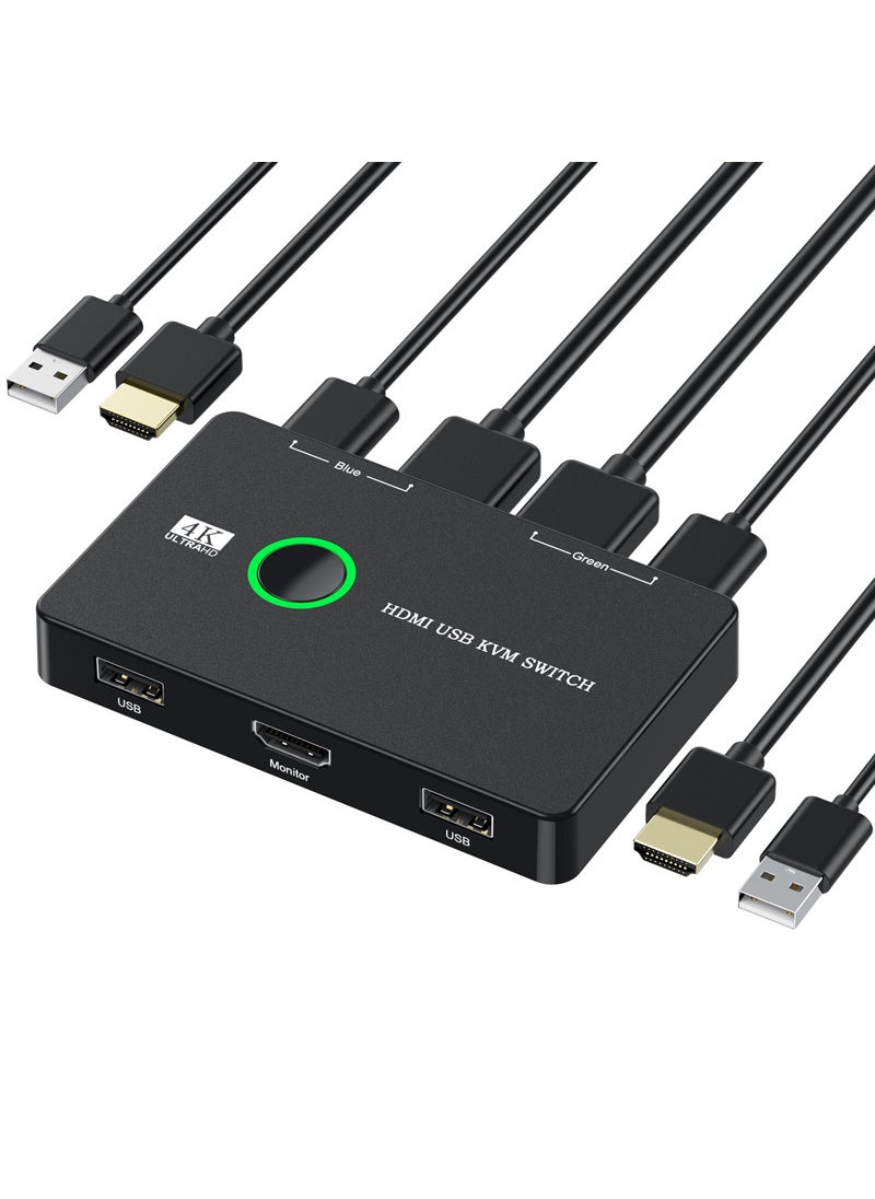 Generic - 2-Port KVM Switch for Keyboard Mouse HD Monitor Sharing - Image 1