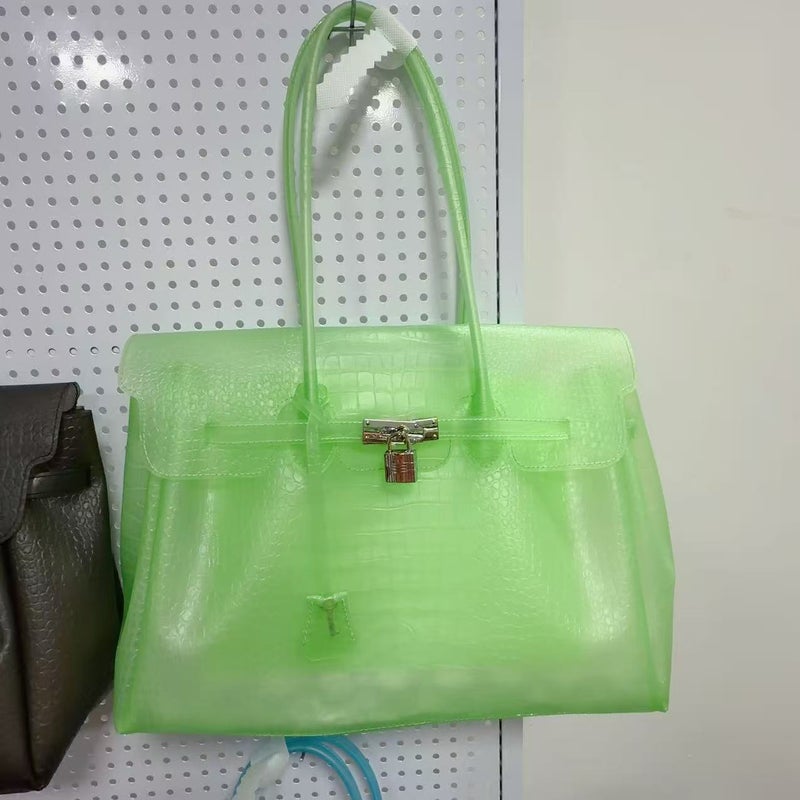Women's TPU Jelly Shoulder Bag Tote with Lock Closure - Image 4