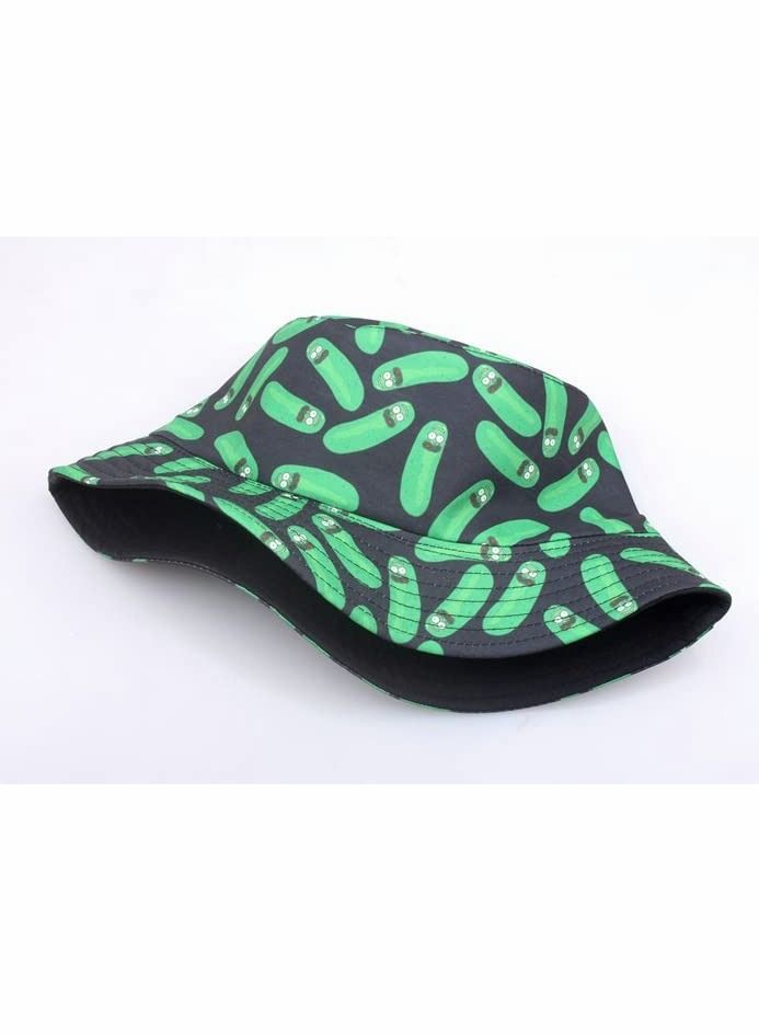 Y&D Bucket Hat, Cartoon Cucumber Print Reversible Summer Sun Cap for Women Men Outdoor Travel - Image 4