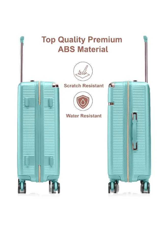 Senator Light Green hard case extra large checked luggage trolley for unisex abs lightweight 4 double wheeled suitcase with built in tsa type lock a5123 green  | Best Price UAE