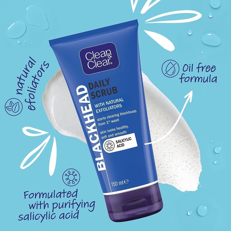 Transit damage prevent build Blackhead Daily Face Scrub, with Natural Exfoliators and Salicylic Acid, Clears Blackheads from the First Wash, for Soft, Smooth & Healthy Skin, Oil Free, 150ml Consistent steady quality - Image 1