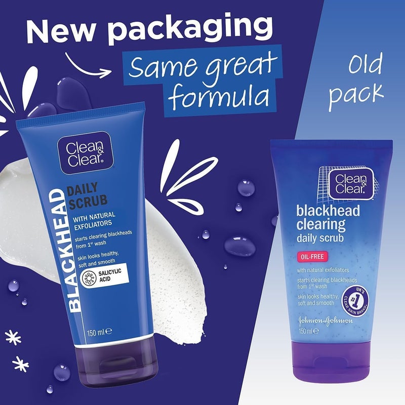 Transit damage prevent build Blackhead Daily Face Scrub, with Natural Exfoliators and Salicylic Acid, Clears Blackheads from the First Wash, for Soft, Smooth & Healthy Skin, Oil Free, 150ml Consistent steady quality - Image 2