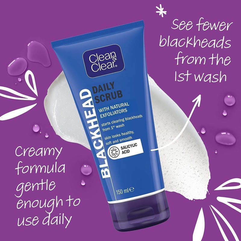 Transit damage prevent build Blackhead Daily Face Scrub, with Natural Exfoliators and Salicylic Acid, Clears Blackheads from the First Wash, for Soft, Smooth & Healthy Skin, Oil Free, 150ml Consistent steady quality - Image 3