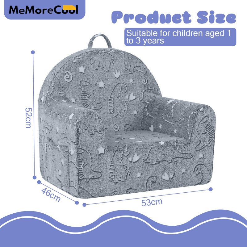 MeMoreCool Comfy Toddler Chair for 1-3 Years Old, Glow Dinosaur Kids Reading Chair, Soft Plush Toddler Armchair, Cozy Foam Lounge Kids Armchair for Baby Room, Living Room, Playroom, Reading Nook - Image 4