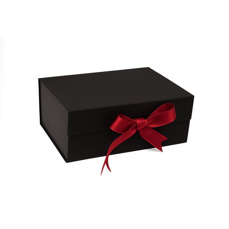 Boxotica Black Small Gift Box – Foldable Rigid Hamper with Ribbon & Greeting Card | 23.5×17×10 cm Reusable Keepsake Box for Jewelry, Chocolates, Weddings, Birthdays, Bridesmaid Proposals - Image 3