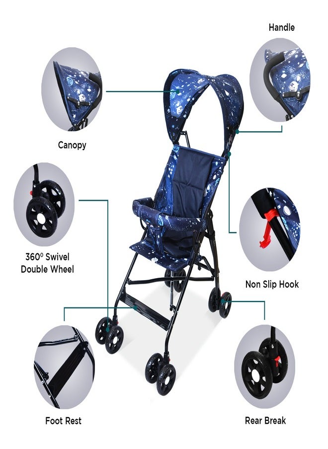 turtees Lightweight Buggy Stroller With Compact Fold Canopy, Shoulder Strap, 6 To 36 Months  - Image 2
