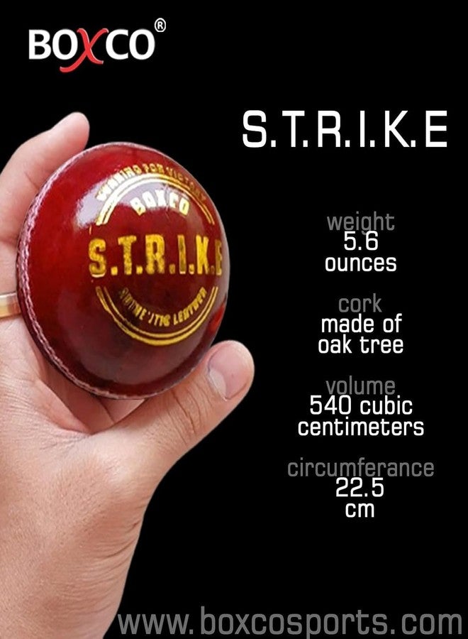 BOXCO Strike Hand Stitched Four Piece Cricket Leather Ball for T20, Club and Tournament Matches, Durable Red Leather Ball Pack of 6, for Long Lasting Performance (Pack of 6) (Red) - Image 2