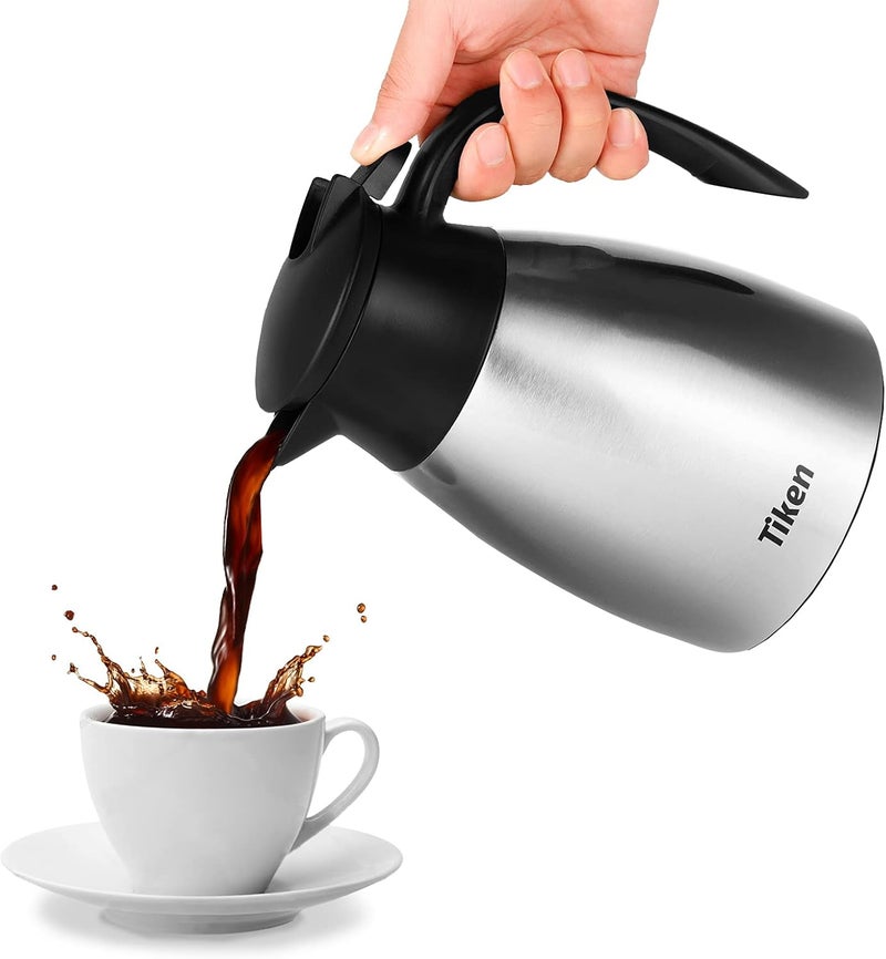 Tiken 1L Thermal Coffee Carafe Jug, Stainless Steel Insulated Vacuum Coffee Pot Flask for Tea Hot and Cold Drinks - Image 3