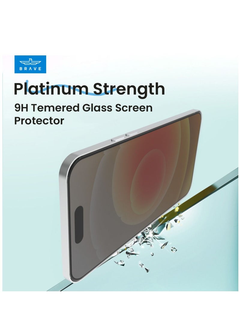 Brave Privacy Screen Protector for iPhone 15 Pro 6.1 inch, Full Coverage Tempered Glass with Anti-Spy Technology, 9H Hardness, Shock & Scratch Resistant, Privacy Filter for Safe Display, Case Compatible, Anti-Fingerprint & Anti-Glare, High Clarity, Durable Screen Protection  - Image 3