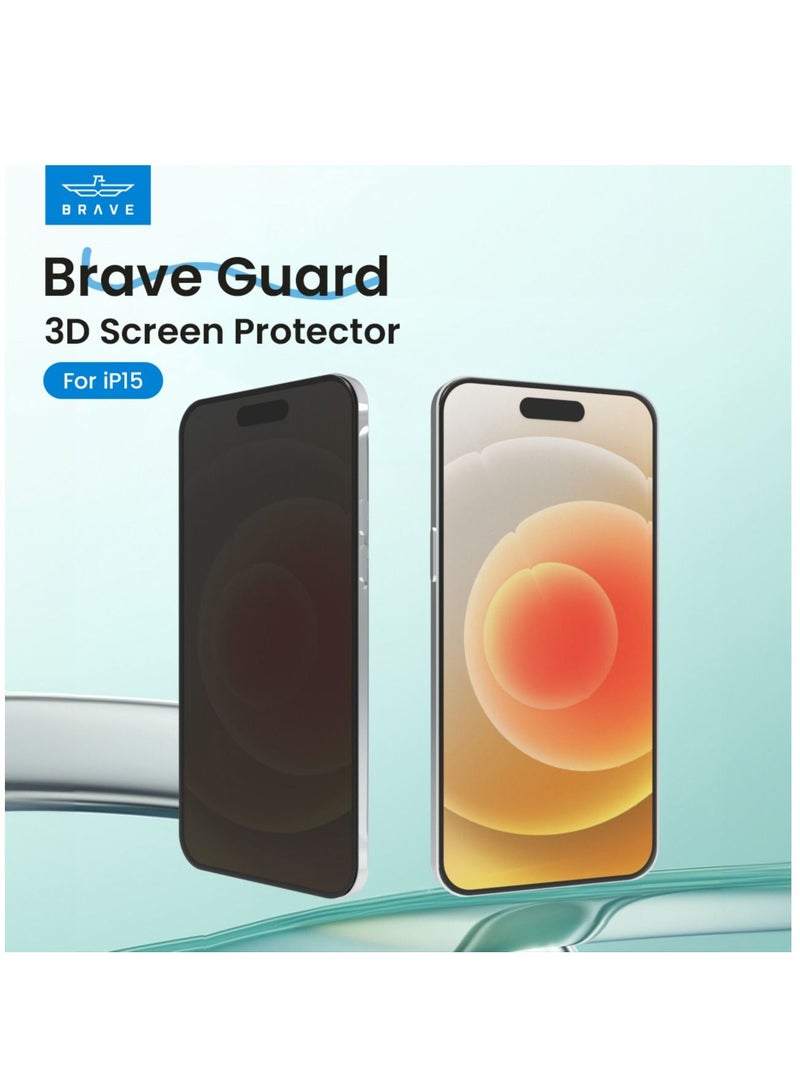 Brave Privacy Screen Protector for iPhone 15 Pro 6.1 inch, Full Coverage Tempered Glass with Anti-Spy Technology, 9H Hardness, Shock & Scratch Resistant, Privacy Filter for Safe Display, Case Compatible, Anti-Fingerprint & Anti-Glare, High Clarity, Durable Screen Protection  - Image 2