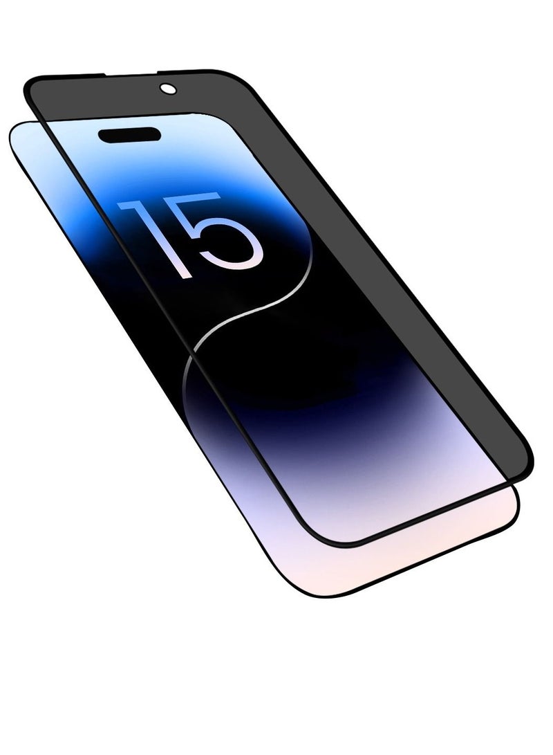 Brave Privacy Screen Protector for iPhone 15 Pro 6.1 inch, Full Coverage Tempered Glass with Anti-Spy Technology, 9H Hardness, Shock & Scratch Resistant, Privacy Filter for Safe Display, Case Compatible, Anti-Fingerprint & Anti-Glare, High Clarity, Durable Screen Protection  - Image 1