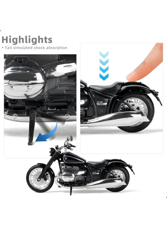 Risopen 1/12 Motorcycle Model Toy for BMW R18 Alloy Die-cast Motorcycle Model for Welly No Assembly Required Mini Racing Moto Collection Gift for Adult （Black） - Image 4