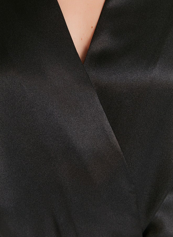 trendyol Black Belted Satin Woven Dressing Gown THMAW23SB00011 - Image 5