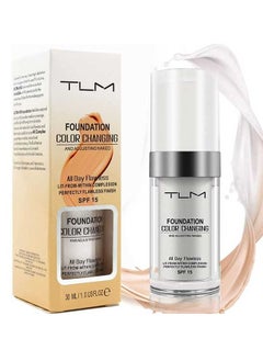 TLM Colour Changing Foundation for Different Skin Tone, All Day Flawless Warm Skin Tone BB Cream Makeup Base Concealer, Sunscreen Flawless Colour Changing Foundation Makeup 30ml  - Image 1